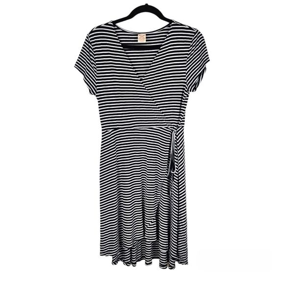 Faded Glory Mini Dress Striped Faux Wrap Dress size M - Picture 1 of 12